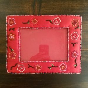 Red Beaded Fabric Frame